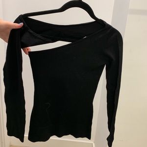 Black Arden B. Long Sleeve Shirt w/Bare Shoulder